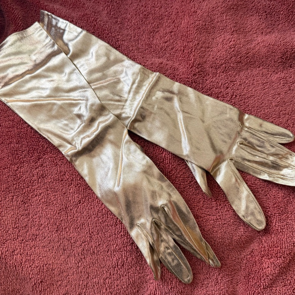 Metallic Long Opera Gloves - Shiny Gold Tone